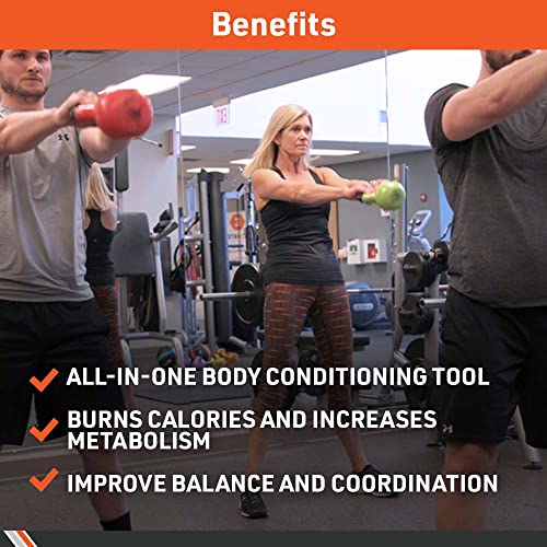 Cast Iron Vinyl Coated Kettlebell for Strength Training - Multiple Weights