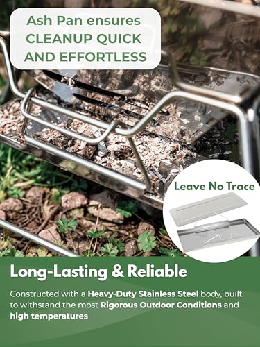 Large Portable Fire Pit Grill 20 Inch Stainless Steel Camp Cooking BBQ MT-3 - Variation of THIS listing: Charcoal Grill