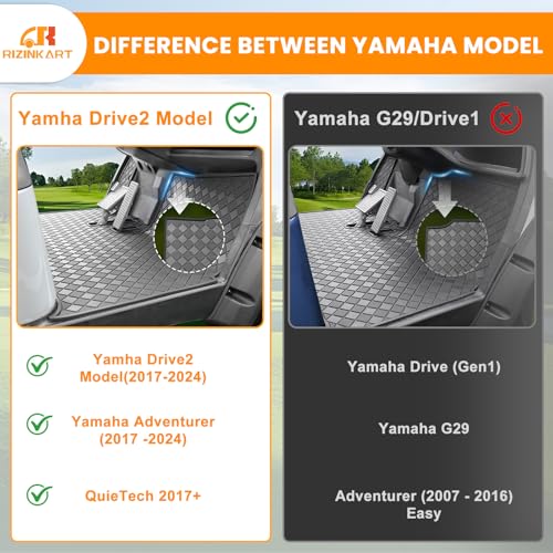 Golf Cart Floor Mat for Yamaha Drive 2 & QuieTech 2017+ Black Trim
