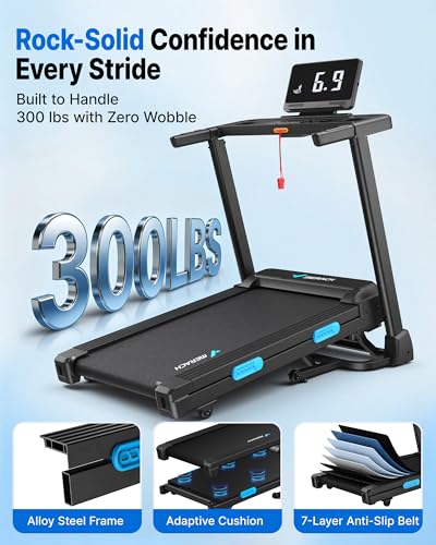 MERACH Foldable Treadmill 43x16 Inches - Home Gym, 300 LBS Capacity, Quiet Motor