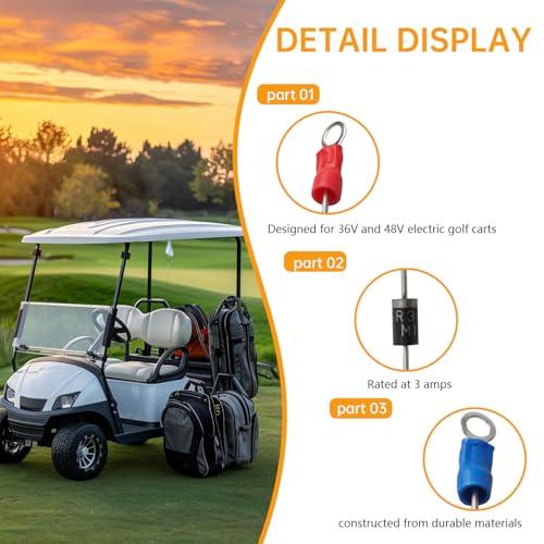 3 Pack 36V Golf Cart Precharge Resistor and Diode Set - 3 Amp Compatible