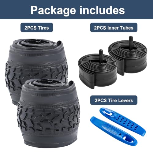 2 Pack Mountain Bike Tires 20x1.75 Off-Road Bicycle Tire Set with Tubes