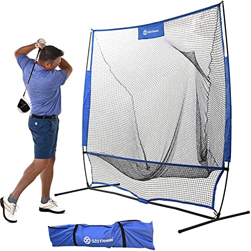OZO Fitness 7x7 ft Golf Practice Net with Carry Bag - Indoor/Outdoor Heavy Duty Mesh for Swing and Chipping