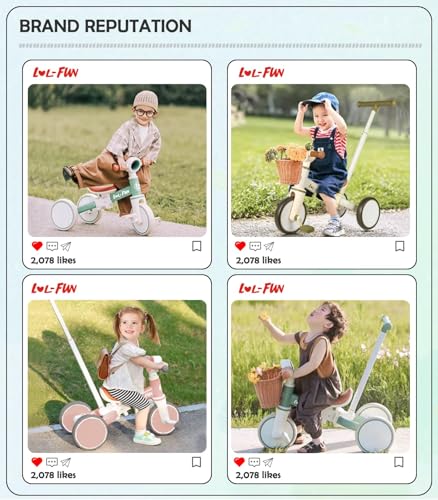 LOL-FUN Mint 5-in-1 Toddler Balance Bike & Tricycle for 1-4 Years Old Gift