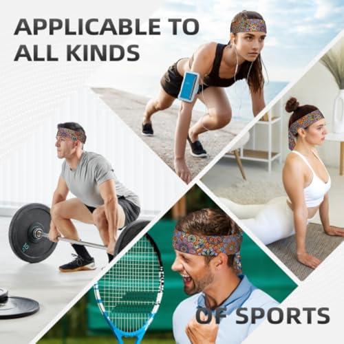Boho Sports Headband Tie for Men Women - Athletic Sweat Band for Running Tennis Yoga