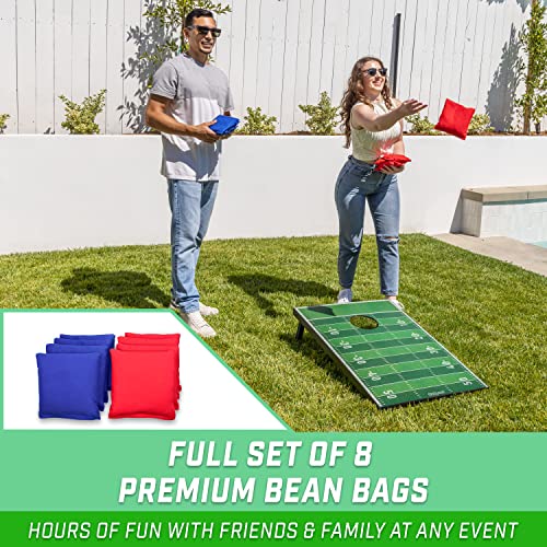Cornhole Set with Football Field Design - 3x2 ft Portable Tailgate Game - Includes 2 Boards & 8 Bean Bags - Variation: 3 x 2 ft Football