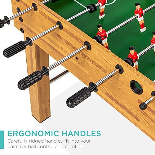 Brown 48-Inch Foosball Table for Kids & Adults with Cup Holders, Ergonomic Handles, Chrome Steel Bars