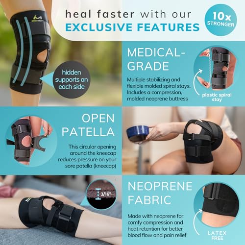 Large Knee Brace with Patellar Stabilizer for Dislocation Support - Lateral & Medial Straps