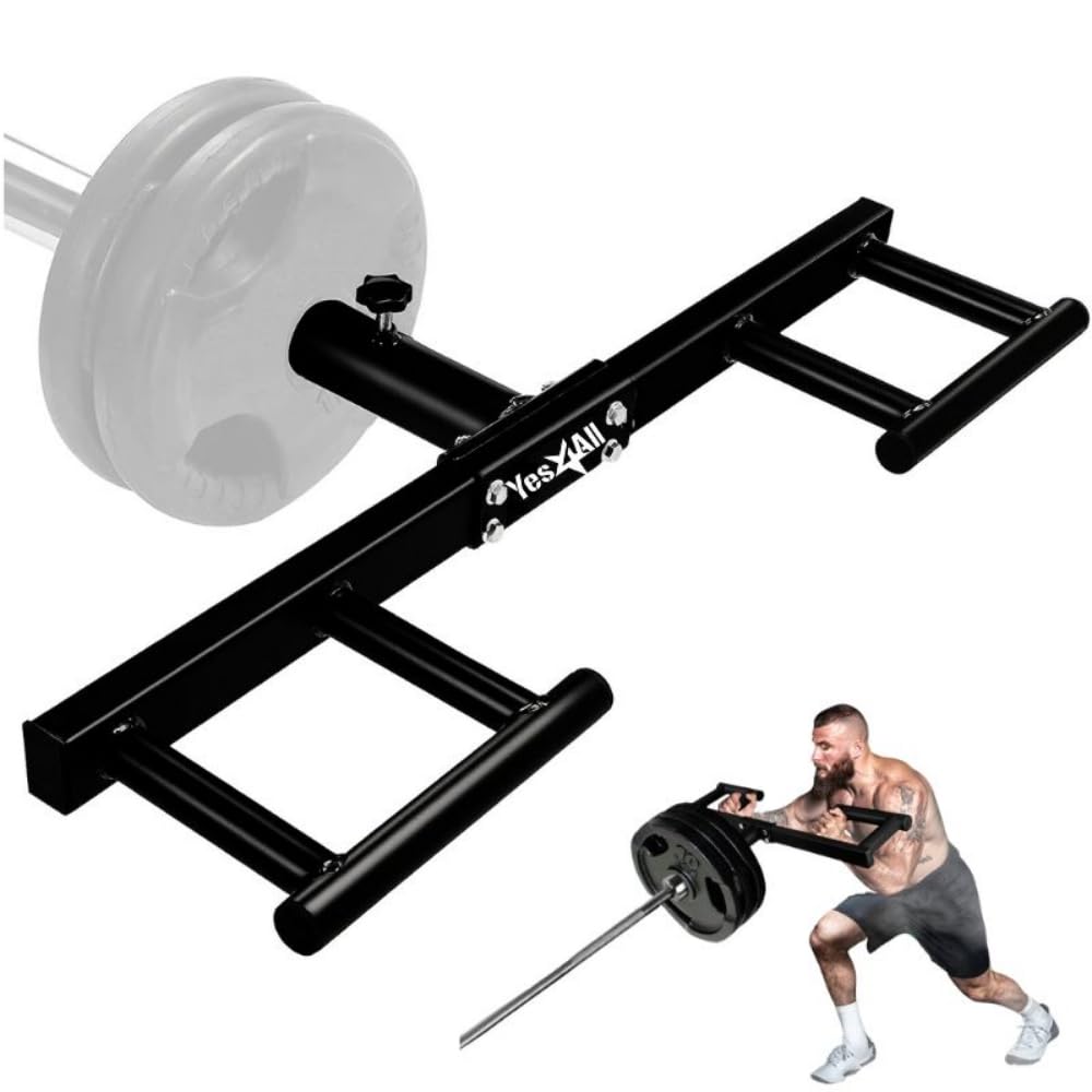Yes4All Red Viking Shoulder Press Landmine Attachment - Weightlifting Handle Fits 2-Inch Olympic Bars Works Shoulders Chest Abs Back Thigh & Other Muscles Includes Collars T Bar Row Attachment Handle