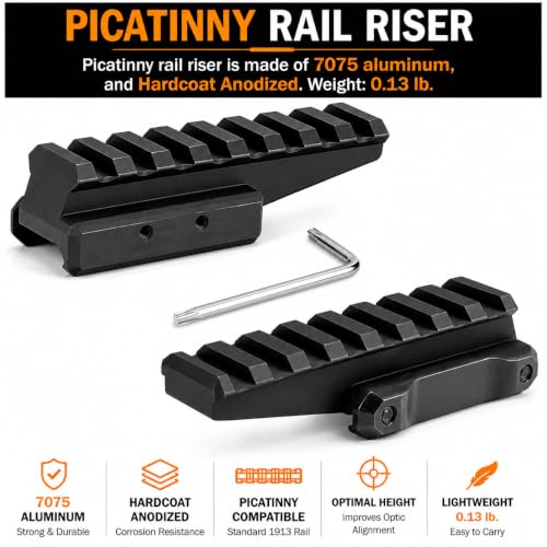 Black 360 Tactical Full Size Red Dot Riser Mount for Rails - 2.26 Inch Height