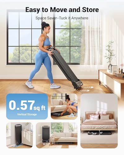 THERUN Under Desk Walking Treadmill with Foldable Handle Bar — Black / Remote Control