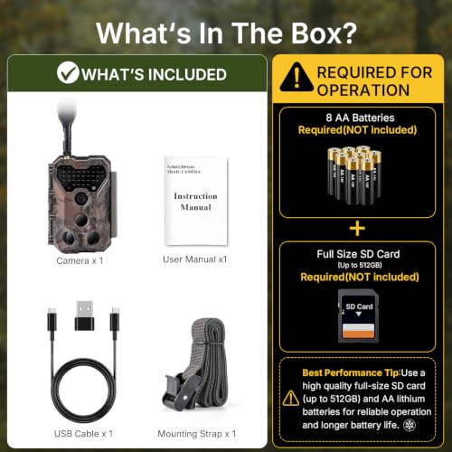 Cellular Trail Camera 48MP 4G LTE HD Video Live View Motion Activated Wildlife Camera