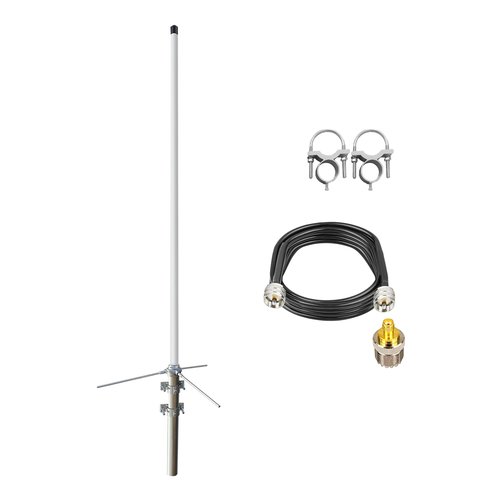 GMRS Base Antenna 462-467MHz with 32ft Cable - High Gain 7.5dBi Fiberglass Base Station Antenna for GMRS Repeater & Mobile Radio, UHF Female (SO-239) Connector