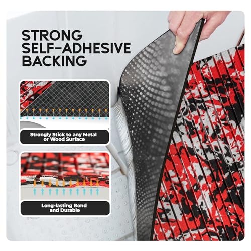 FOCEAN Marine EVA Boat Flooring Camo Self-Adhesive Decking 94.5"x23.6" Speed Red