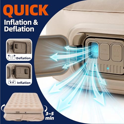 Anytrip 10-Inch Queen Inflatable Air Mattress with Built-In Rechargeable Pump, Portable Self-Inflating Bed for Camping & Guest Use