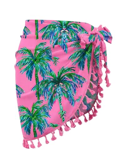 AI'MAGE Pink Coconut Tree Beach Cover Up Sarong Wrap for Women - Medium