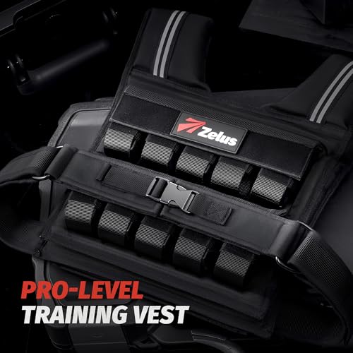 ZELUS Adjustable Weighted Vest Men 45LB Black for Strength & Cardio Training