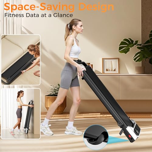 Foldable Under Desk Treadmill with 8% Incline and Remote Control - Portable Home Exercise Machine