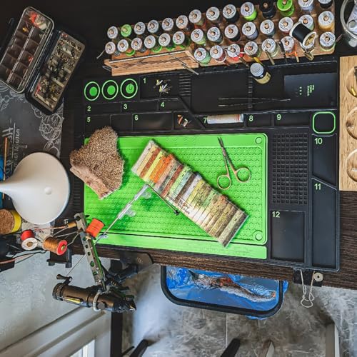 Fly Tying Mat & Storage Station – Magnetic Workspace & Measurement Guide