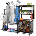 Heavy-Duty Garage Sports Equipment Organizer with Golf Bag Stand & Hooks