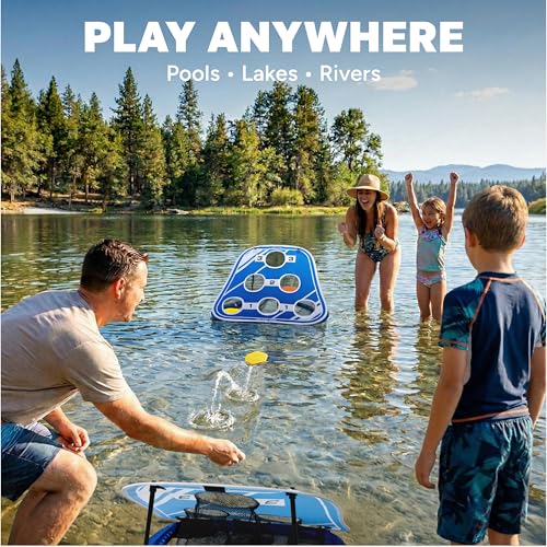 GoSports Splash Skip Versus Floating Pool Cornhole Game with 2 Targets - Water Toss Game for Adults & Family