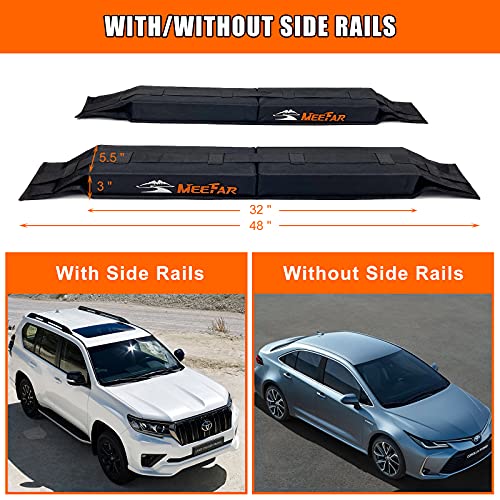 MeeFar Nylon 32.5 Inch Kayak Surfboard Roof Rack Pad Soft Car Roof Carrier