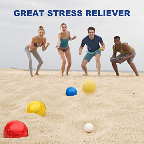 Tournament-Grade Resin Bocce Ball Set 100mm Regulation Size with Carrying Bag & Accessories - Multi Colors, 2-8 Players