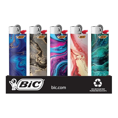 Marble Collection BIC Maxi Pocket Lighters - 50 Count Tray, Special Edition