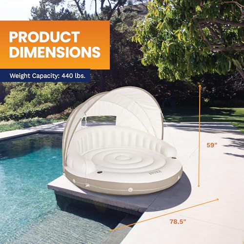 Intex Canopy Island Inflatable Pool Float Lounge with Sunshade - Adult