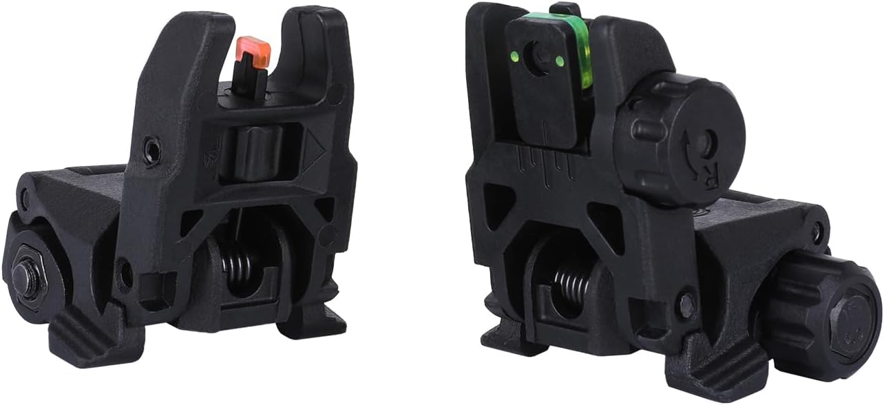 Skiennix Fiber Optic Sights - Tool-Free Adjustable Flip Up Front & Rear Backup Sights | Red & Green Dots
