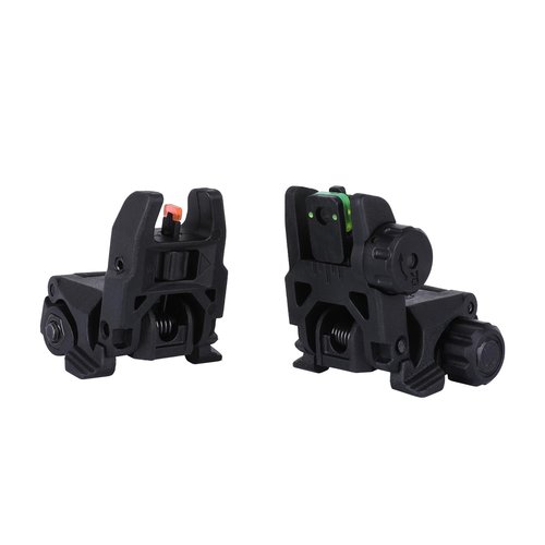 Fiber Optic Sights,Flip Up Front and Rear Backup Sights & Red Green Fiber Optics Dots,Tool-Free Adjustable Front Sight Rapid Transition
