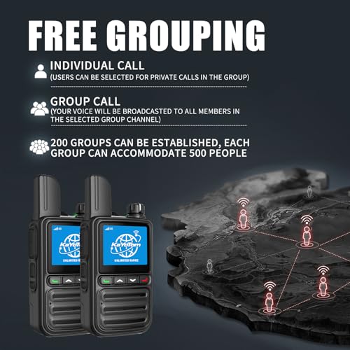 KAYOTOM 2-Pack Long Range Walkie Talkies with 4G LTE SIM | Unlimited Nationwide Coverage, 5000+ Miles, Push-to-Talk, Noise Cancellation