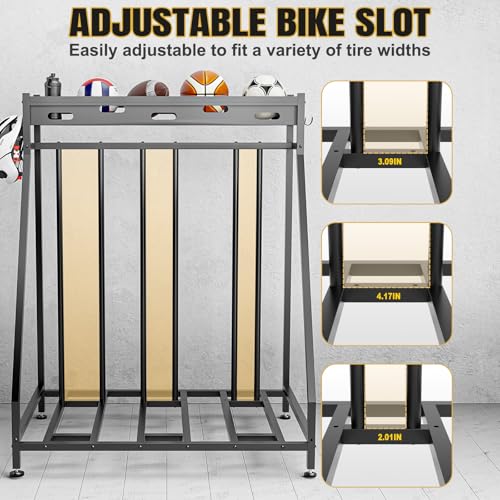 3 Bike Stand with Heavy-Duty Metal Baskets Garage Bike Rack Storage