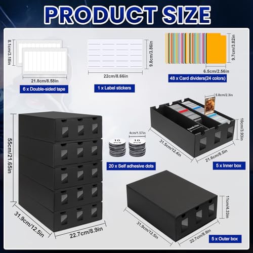 15000+ Card Storage Box Bulk Set with Dividers & Labels for Trading Cards - AOBOPLE