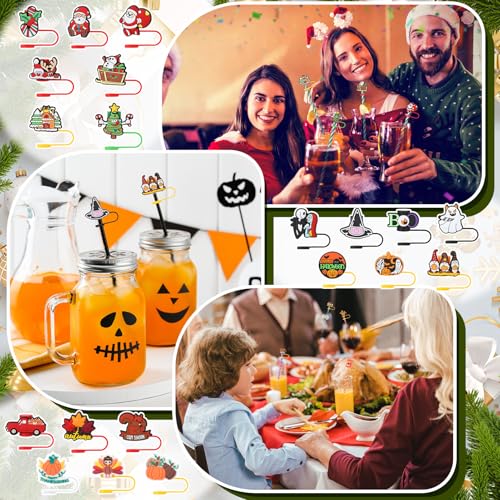 50 Pcs Holiday Silicone Straw Cover Caps for Stanley 10mm Tumblers - Halloween Theme