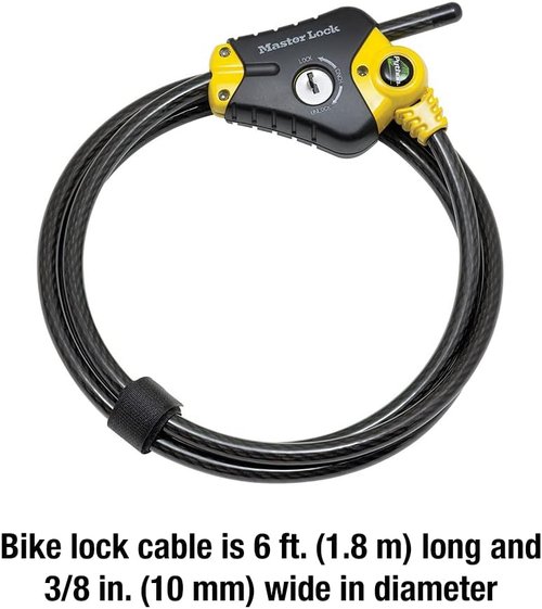 Master Lock Python Cable Lock - 6 Ft Black & Yellow Outdoor Security Lock for Bikes & Equipment
