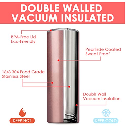 Deitybless 20 oz Stainless Steel Double Insulated Travel Mug with 6 Straws & Cleaning Brushes