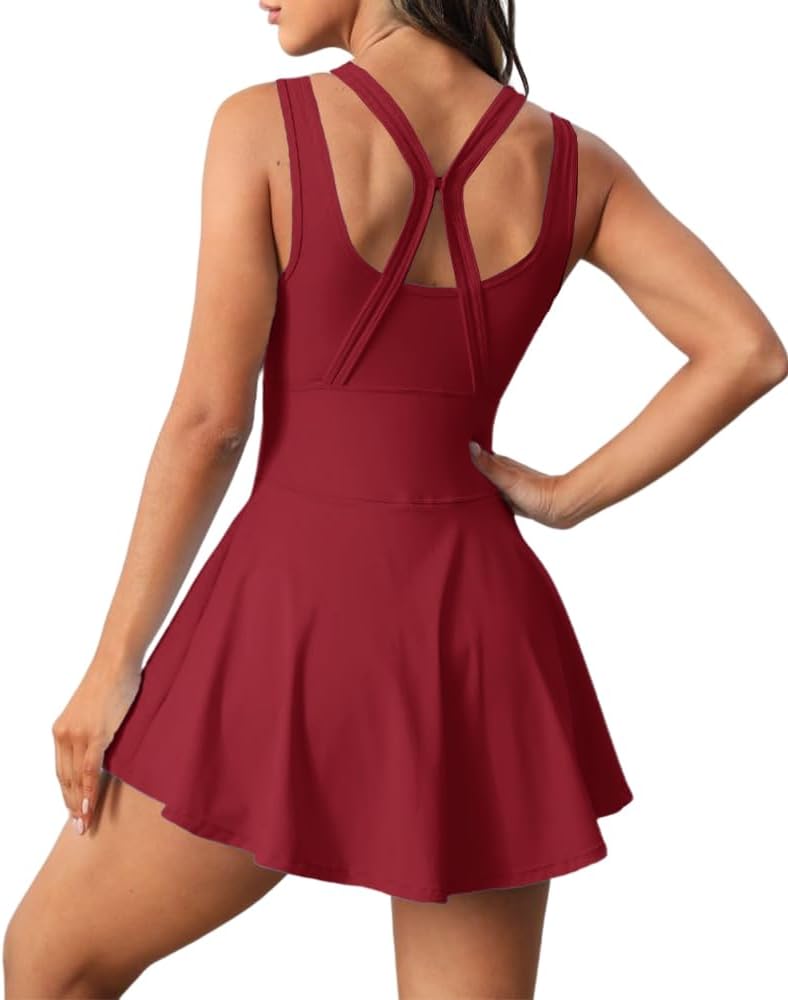 Skiennix Women's 2-in-1 Athletic Tennis Golf Dress - Built-in Shorts for Active Comfort