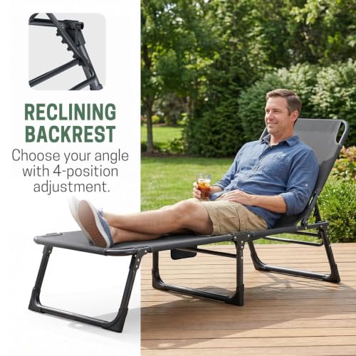 Mopaicot Folding Camping Cot with Adjustable Backrest, Pillow & Velvet Fabric