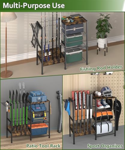 Pool Stick Holder for 10 Cues Floor Stand with 4-Tier Storage Shelf - Black - Variation of THIS listing