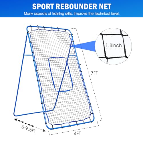 7FT x 4FT Multi-Sport Rebounder Net - Baseball, Softball, Volleyball & Lacrosse Practice Equipment