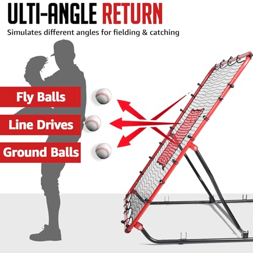 Baseball Rebounder Net 4x4.5 ft with 3 Adjustable Angles & Targets