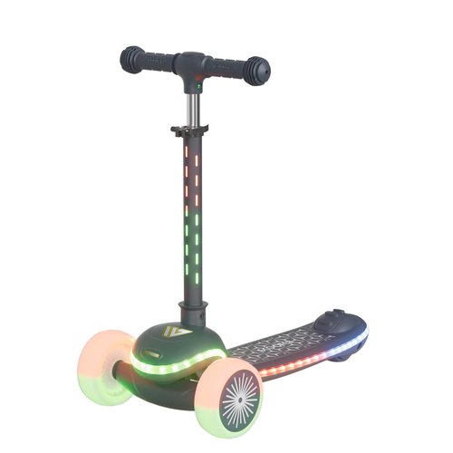 Kids Scooter, 3 Wheel Kick Scooter for Toddlers with Light Up Wheels, Lean-to-Steer Design, Adjustable Height Handlebar, Anti-Slip Deck, Ages 2–8(Black)