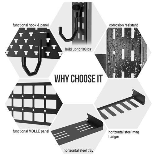 ONETIGRIS MOLLE Panel & Shelf Wall Mount Gun Rack with Removable Accessory Tray