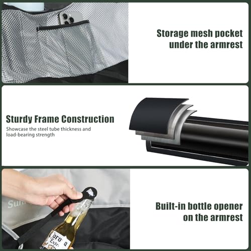 SUNNYFEEL Double Camping Chair Padded Loveseat for Adults - Black, Non-Heating