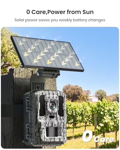 Misstech 4K UHD Solar Trail Camera with Tree Camo, 0.1s Motion Activation, 1-Pack