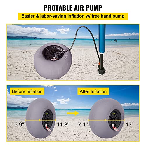 VEVOR 12-Inch Beach Balloon Wheels for Cart Transport - Inflatable Sand Wheels