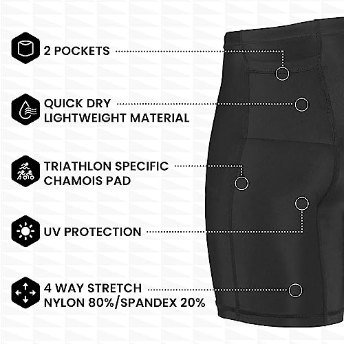 SLS3 Men's Triathlon Shorts Large Midnight with 2 Pockets – Quick-Dry Activewear