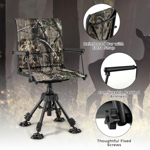 Camouflage 360° Swivel Hunting Chair with Adjustable Metal Legs