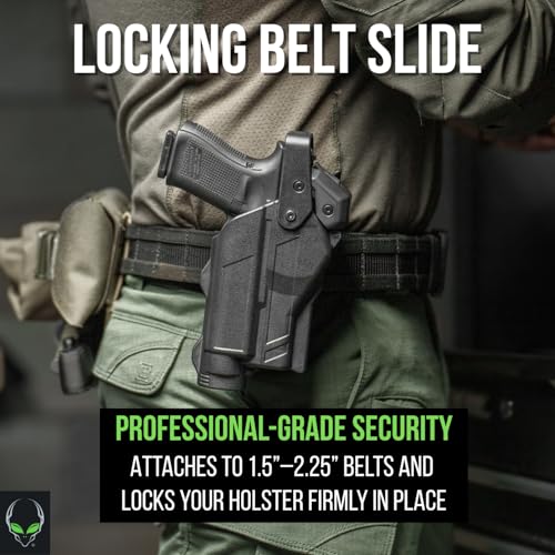 Locking Belt Slide Holster Attachment for 1.5-2.25 Inch Belts - QDS Compatible - Professional Security Gear